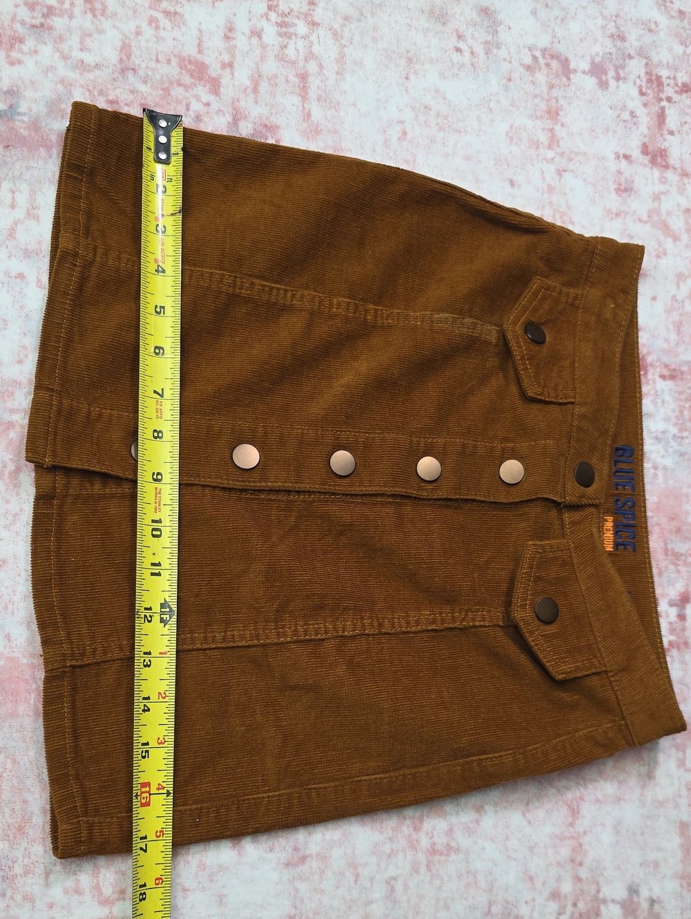 Blue Spice Rust Brown Corduroy Button-Front Mini Skirt - Picture 3 of 6